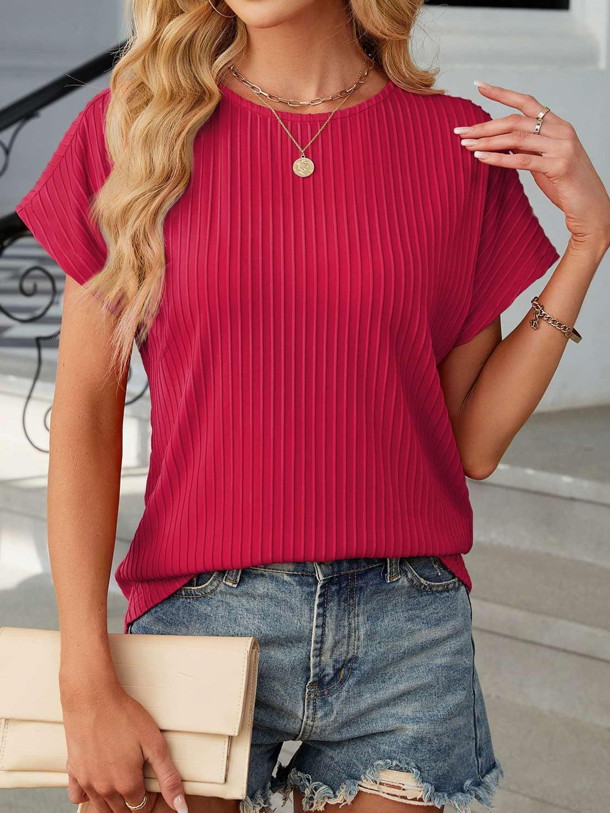 ✨Damen Sommer Klassisches Jacquard-Streifen-T-Shirt