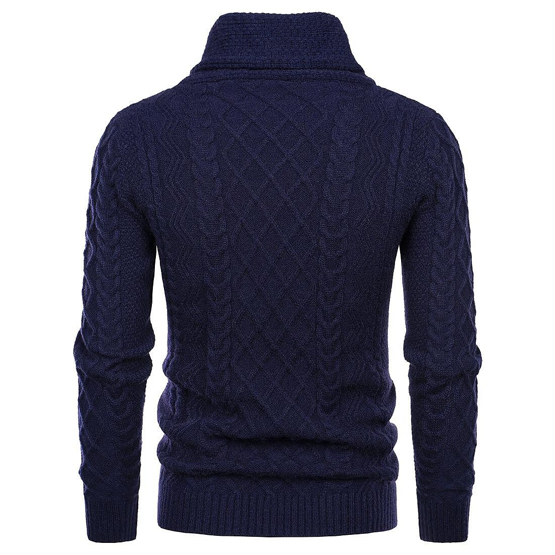 Herren Schalkragen Zopfmuster Freizeit Slim Fit Langarm Pullover